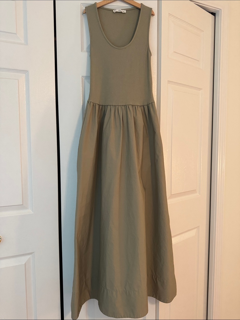 Size 4 Mixed Media Fit & Flare Maxi Dress MANGO